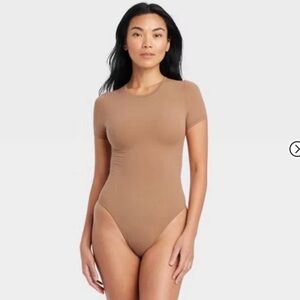 Auden Tan Short Sleeve Fitted Bodysuit